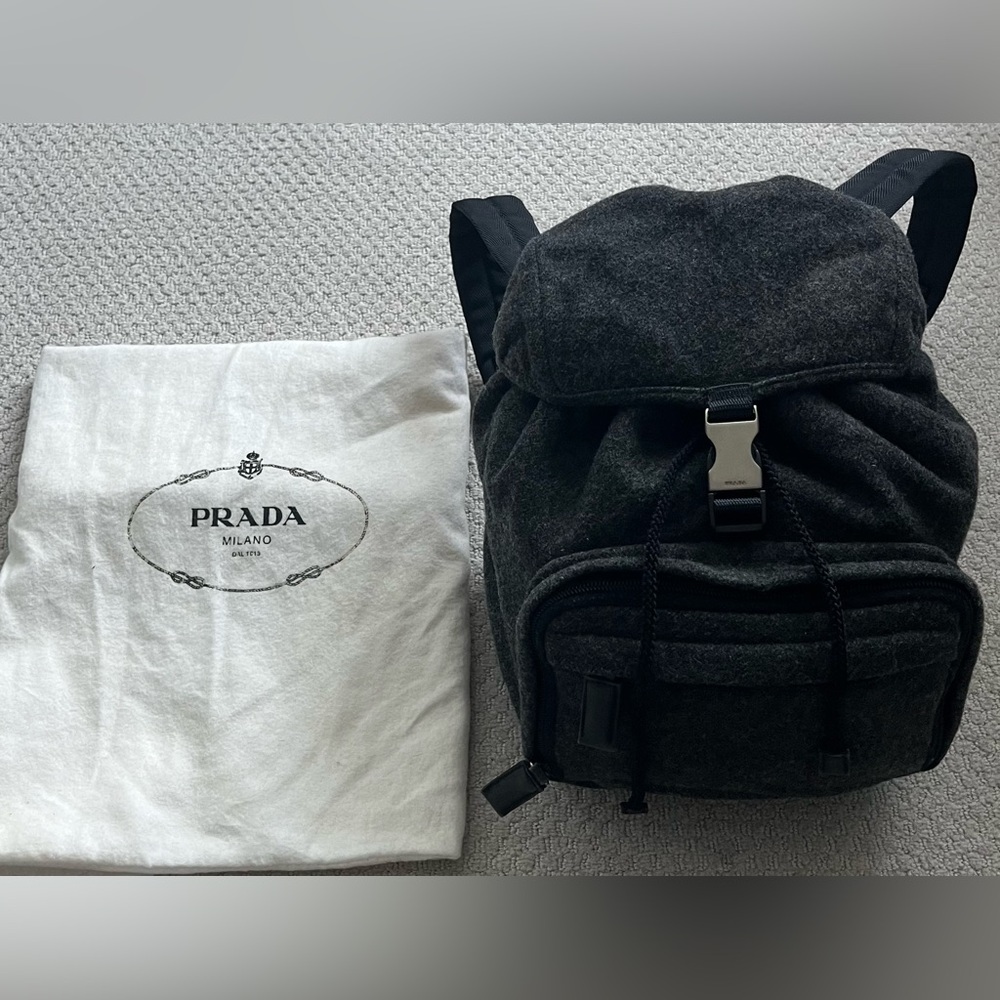 Prada Wool Leather Backpack